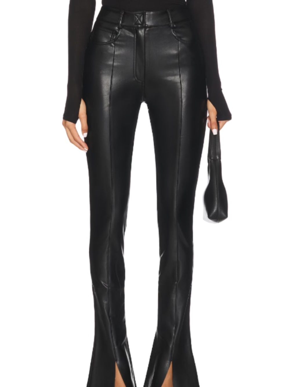 Norma Kamali Spat Jeans Faux Leather Flare Bootcut Pants